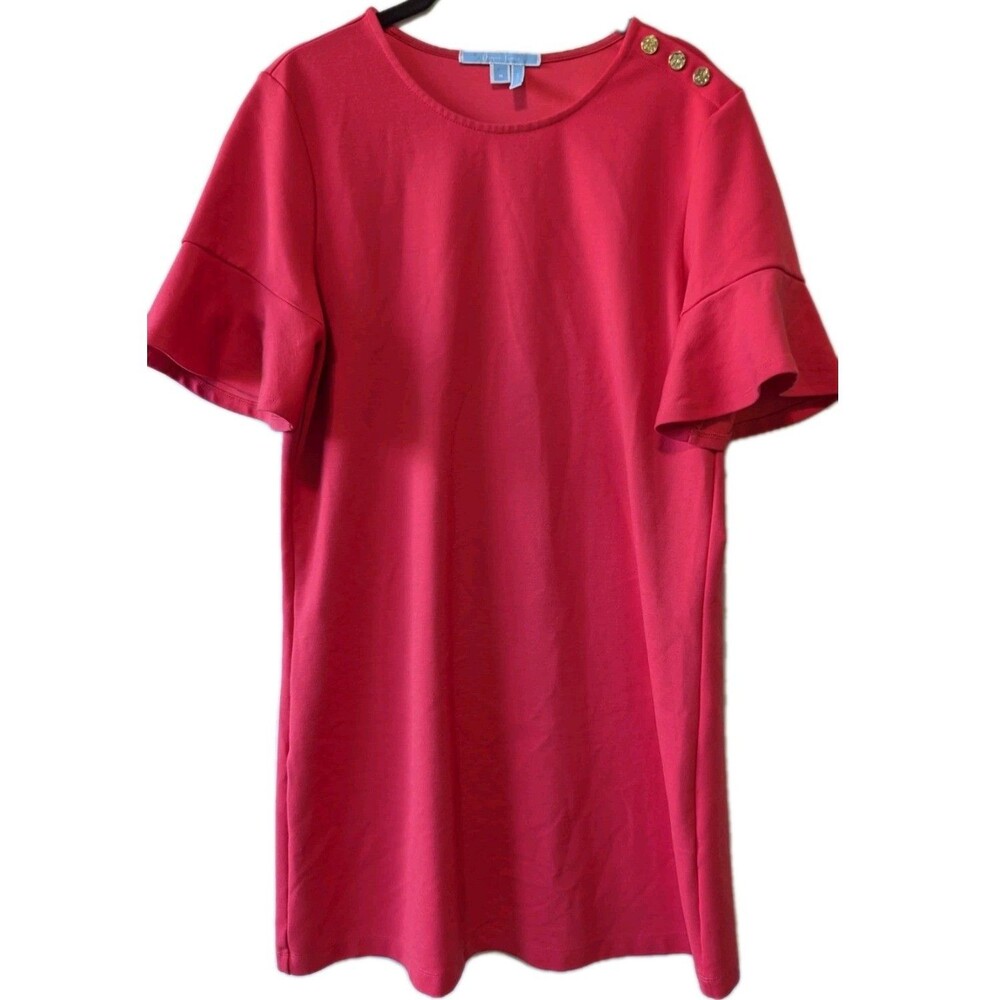 Draper James Hot Pink Sheath Dress Bell Flounce Sleeves Size Medium